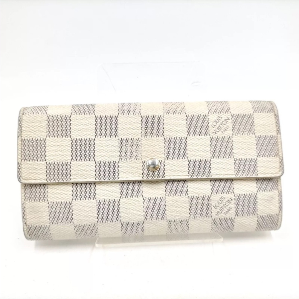 Louis Vuitton LV Long Wallet  Portefeuille Sarah White Damier Azur